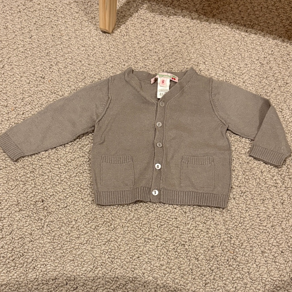 Bonpoint Taupe Cardigan Sweater